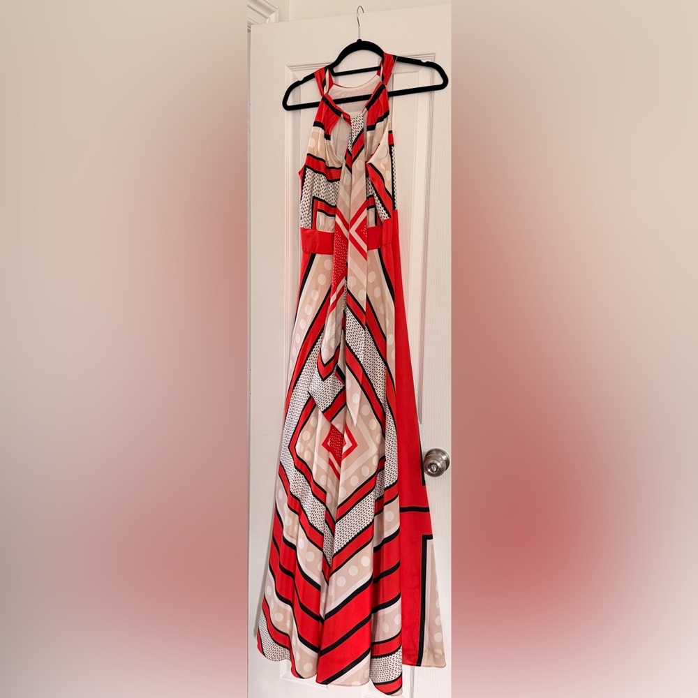 Eliza J Red and Beige Dress